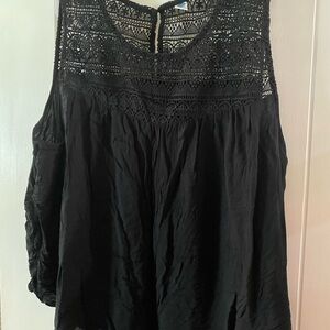 Old Navy Black Lace Bib Collar Blouse